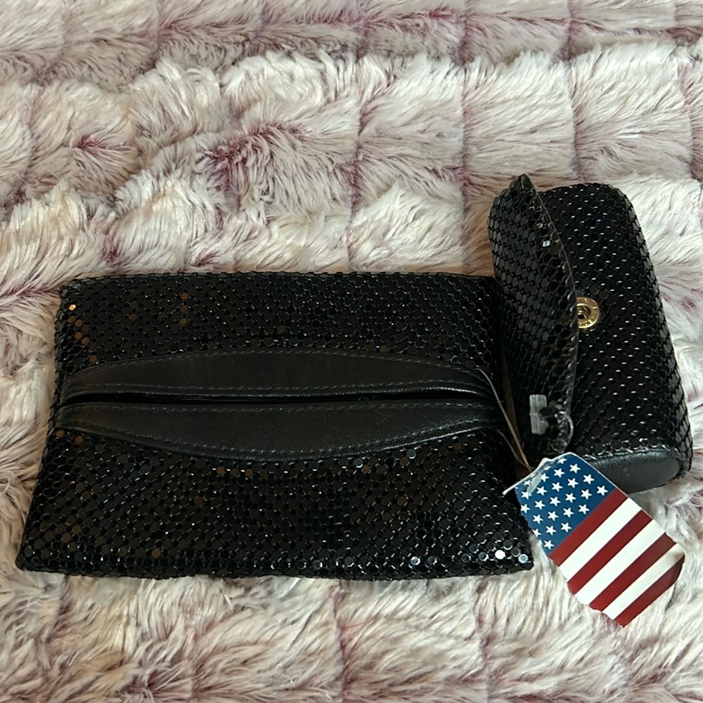 Whiting & Davis 2 items  sequins lip stick case & tissue case